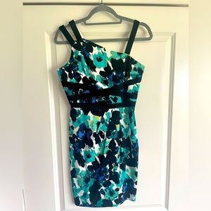 Jax Black label - Floral Sheath Blue/Green mini dress -  size 4